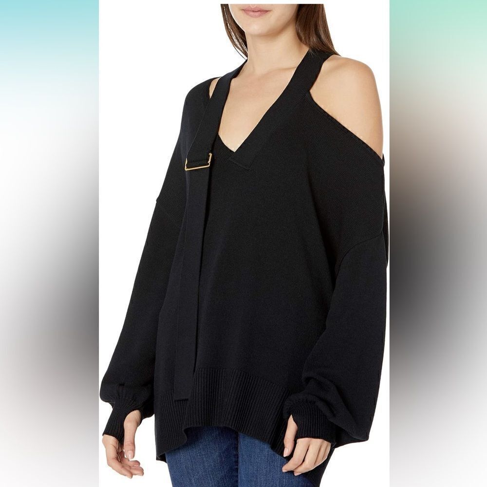 NWOT The Drop Sz XL V Neck Buckle Slouchy Sweater black
